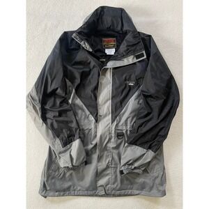Stearns Mens Medium Rain Jacket Grey Black Dry Wear Ripstop Hooded Coat 8725